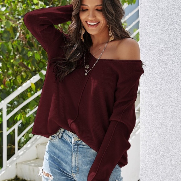 Solid vneck oversized  knit sweater - khaki - Picture 2 of 8